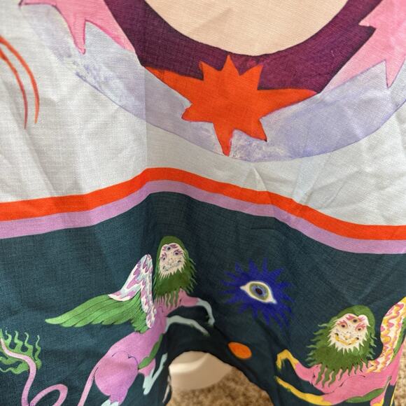 Bohemian Cami Maxi Dress Medium Graffiti Colorful Print Smocked Snake Dragon - Picture 9 of 16